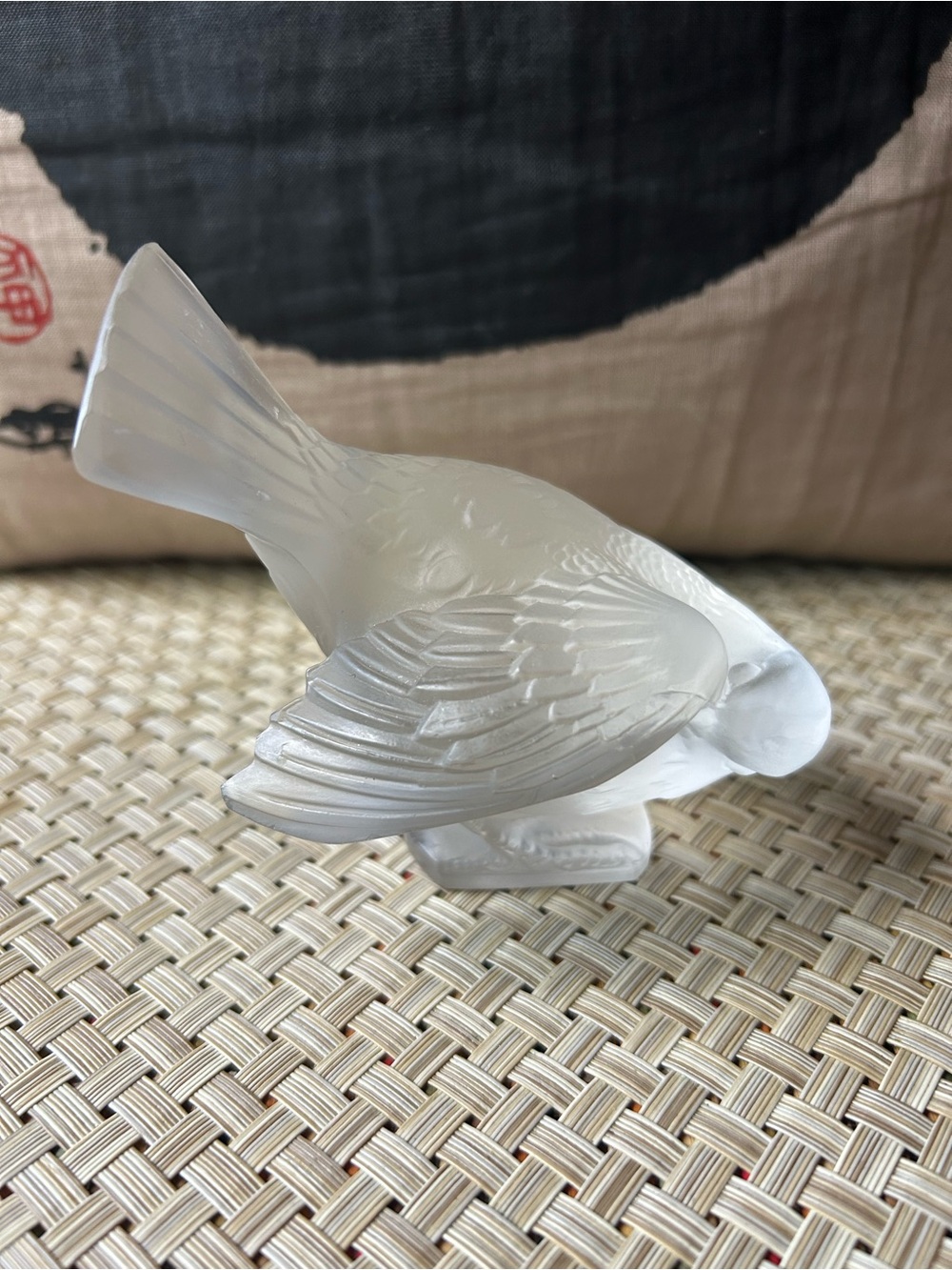 Vintage Lalique Frosted and Clear Glass "Le Moineau Coquet" Sparrow paperweight